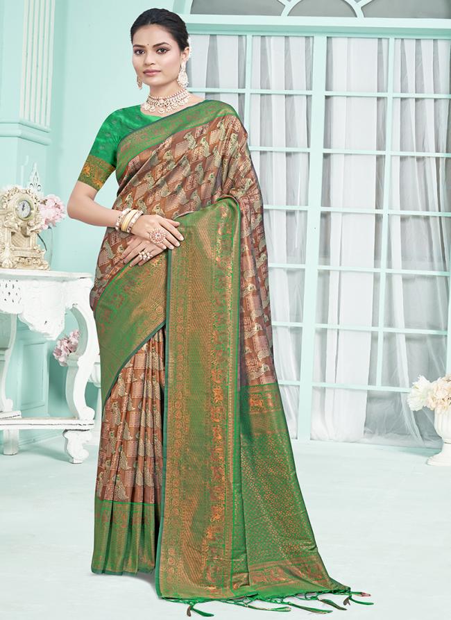 Silk Green Festival Wear Weaving Saree